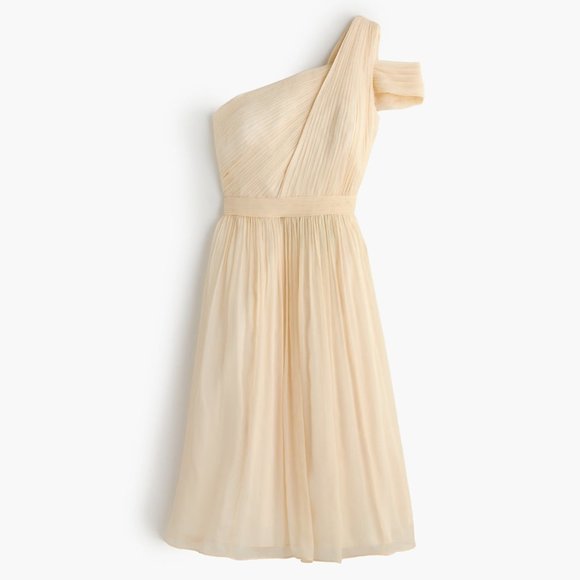 J. Crew Dresses & Skirts - J Crew Cara - One Shoulder Silk Chiffon Dress - Champagne, sz 10